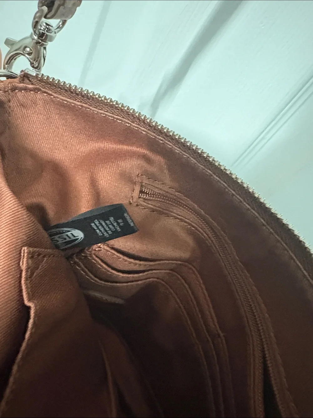 Fossil Chestnut Brown Leather Crossbody Messenger